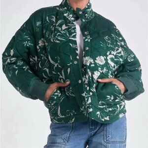 Teal Floral Bomber